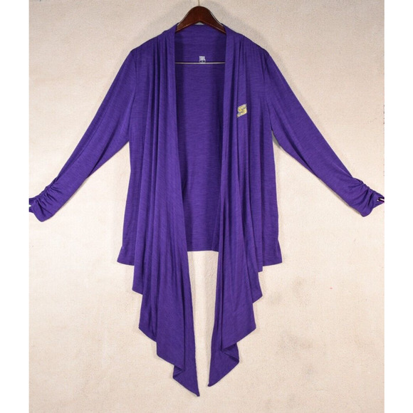 LSU Purple Wrap Open Cardigan Top Bling Blouse Glitter Rhinestones by Tail - Picture 3 of 10